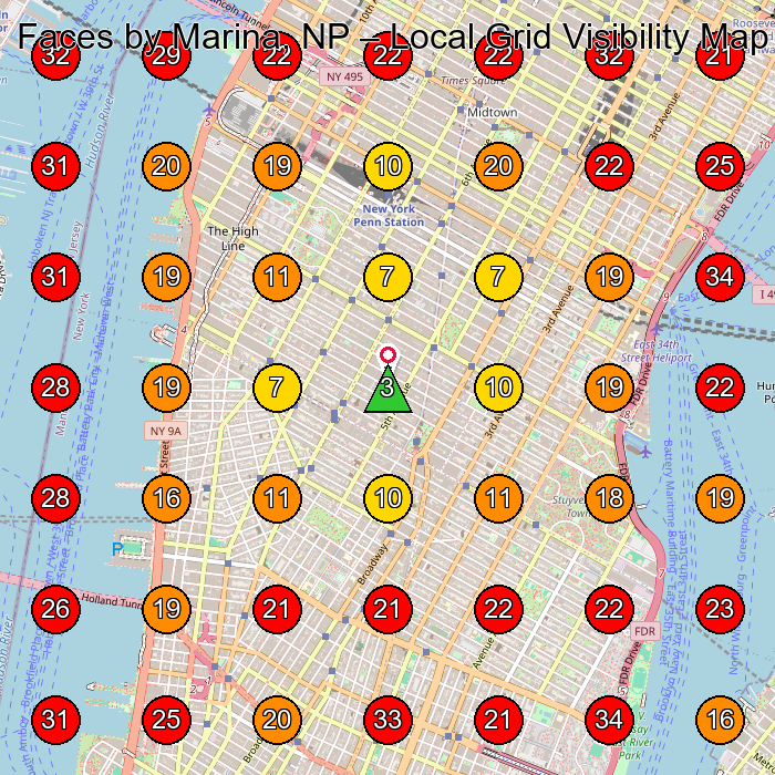 Faces by Marina, NP GeoGrid visibility map for Skin Care Clinic in New York